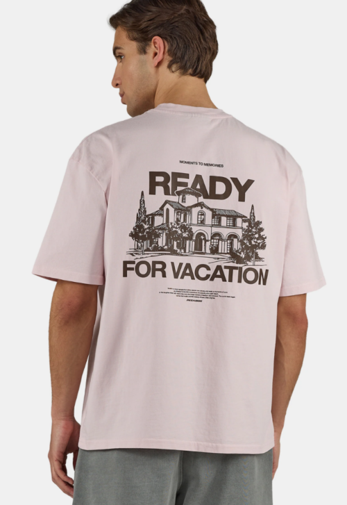 Bovec Oversized Tee Washed - Powder Pink White