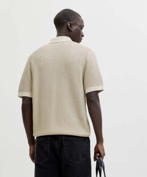JPRBLUKINGSLEY KNIT POLO SS - Whitecap Gray/Twist