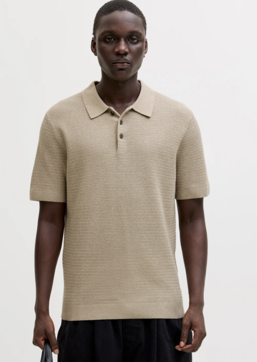 JPRBLURILEY KNIT POLO SS SN - Lemon Pepper/twist