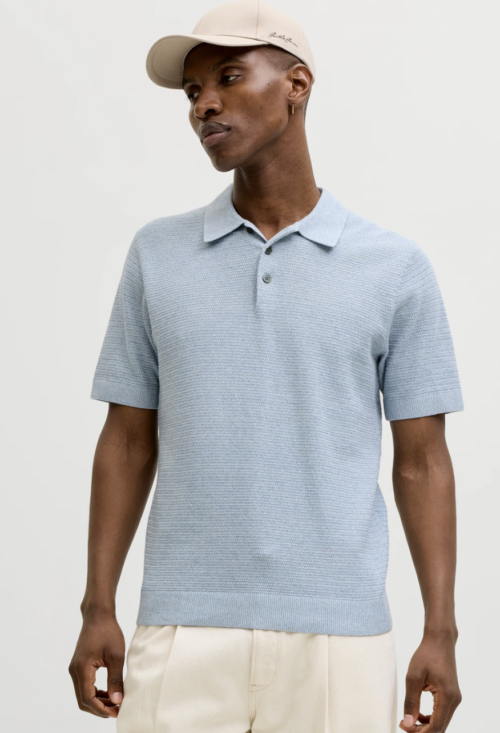 JPRBLURILEY KNIT POLO SS SN - Ashley Blue/RELAXED FIT