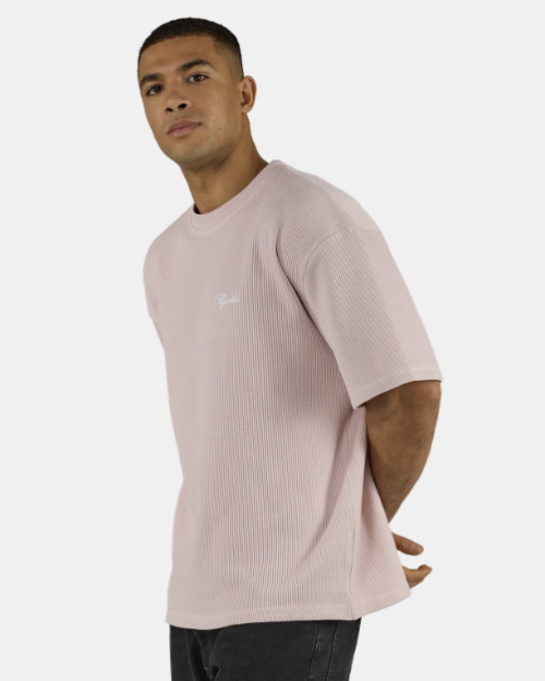 Signar Oversized Rib Tee Washed Powder Pink White