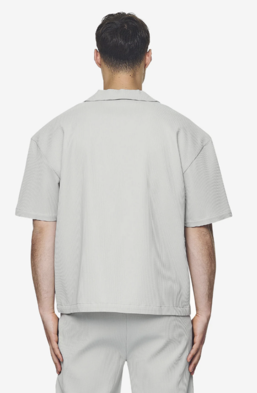 Troy Plissee Summer Shirt - Washed Fog Grey White