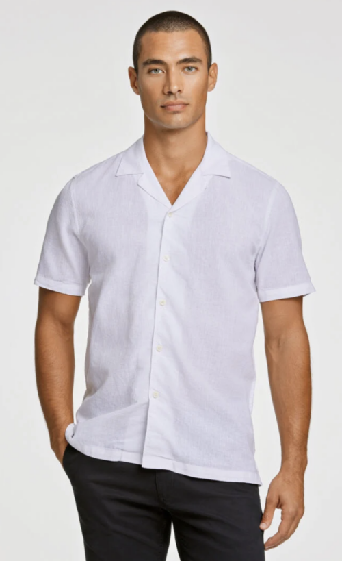 CASUAL LINEN BLEND RESORT SS WHITE