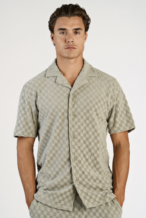 Checkered Towel Resort Shirt Dusty Olive