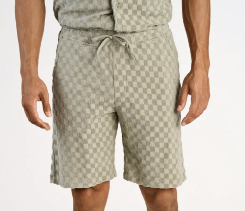 Checkered Towel Shorts Dusty Olive
