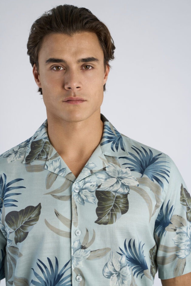 Floral Lyocell Blend Shirt Dusty Aqua – Bild 2