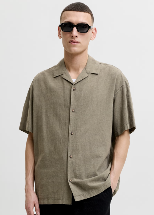 JJESUMMER LINEN BLEND RESORT SHIRT Dusty Olive