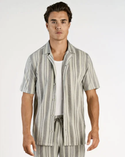 Knitted Resort Collar S/S Olive