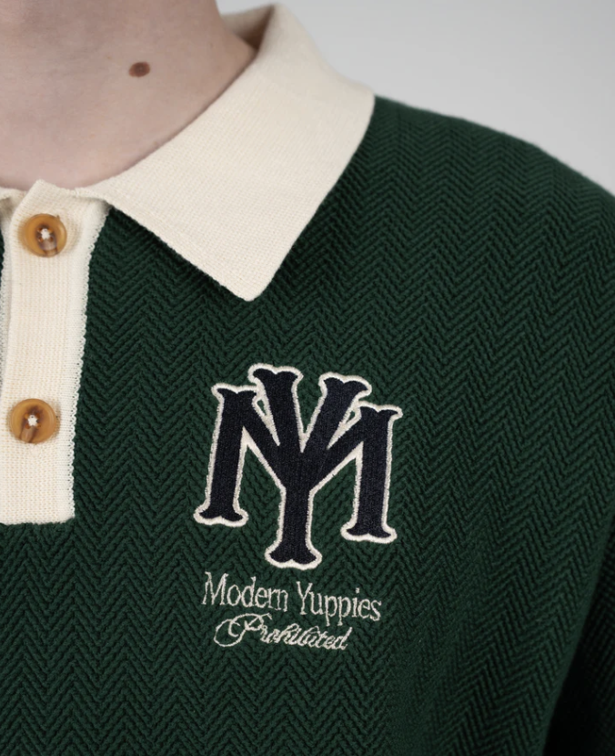 Off Season Knit Polo Dark Green – Bild 2