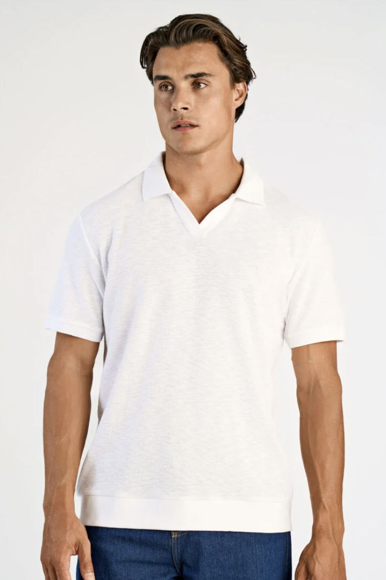 Open Collar Structure rib White