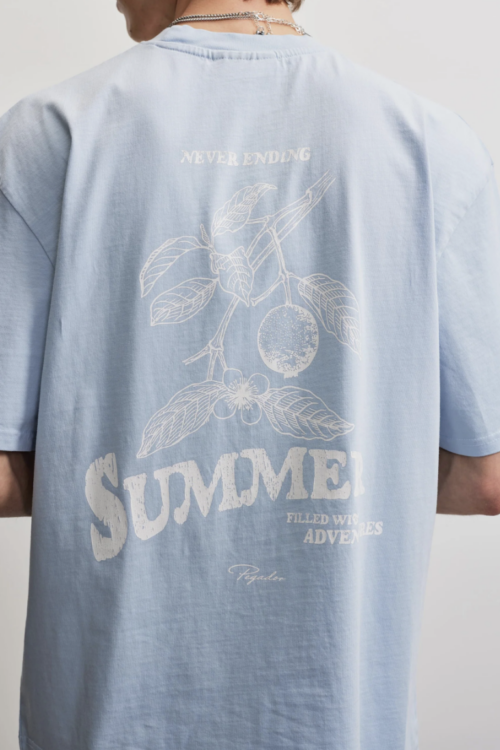 Caberry Oversized Tee Washed Ocean Blie - Washed Ocean Blue White