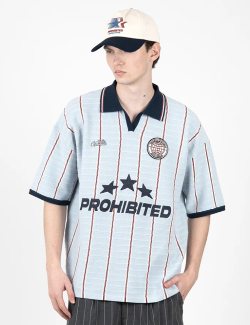 Stars Knit Polo Light Blue