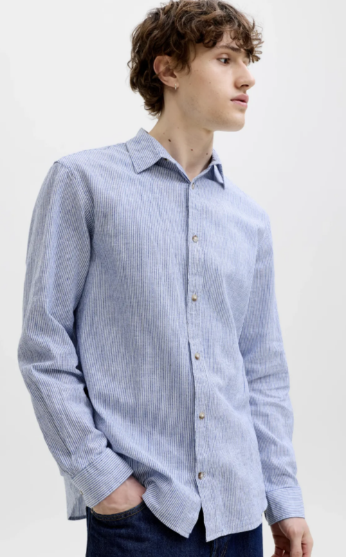 JJESUMMER LINEN BLEND SHIRT L/S SN INFINITY STRIPES - Infinity/STRIPES