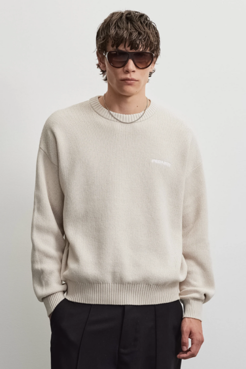 Logo Oversized Knit Sweater Cream