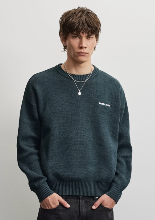 Logo Oversized Knit Sweater Dark Teal