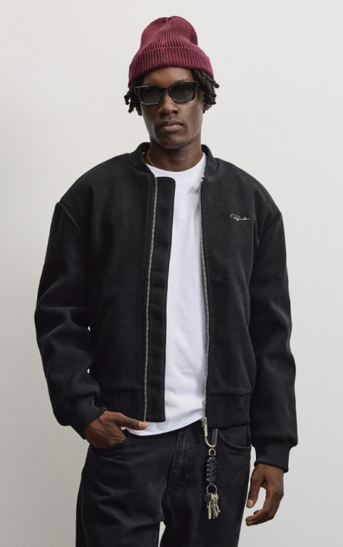 Legnano Wooloptic Bomber Jacket Black