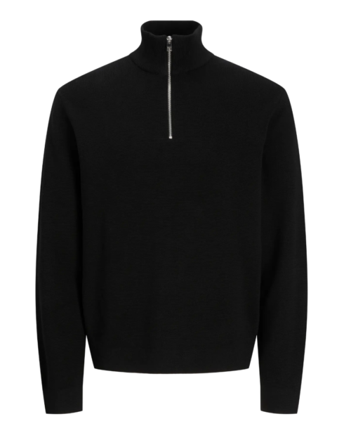 JPRMILANO STITCH KNIT HALF ZIP BLACK