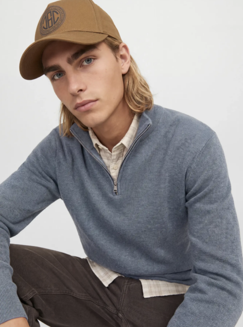 JPRMILANO STITCH KNIT HALF ZIP TURBULENCE MELANGE