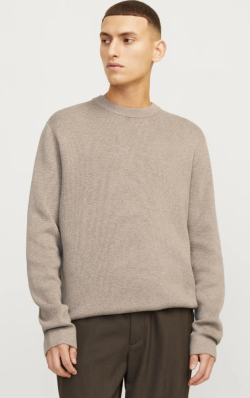 JPRMILANO STITCH KNIT CREW NECK GREIGE MELANGE